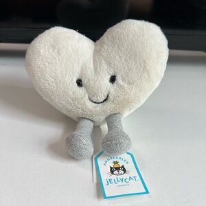White heart Jellycat NWT